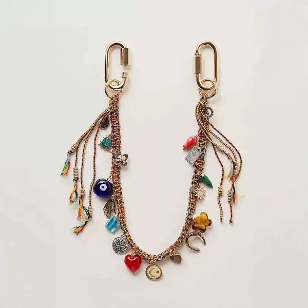 Cross-Border New Freepeople Fashion Stylish Devil's Eye Metal Geometric Heart Pendant Woven Key