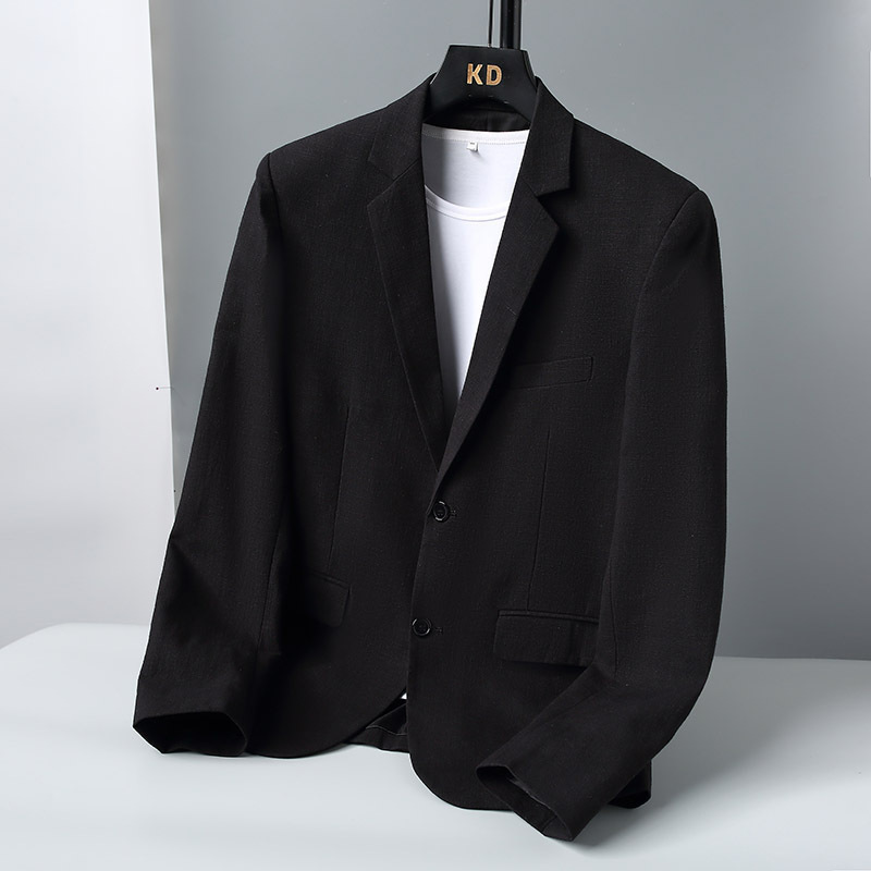 2026 New Korean Style Slim Fit Men's Linen Suit Breathable Casual Blazer Men's Trendy European Style High-End Feel