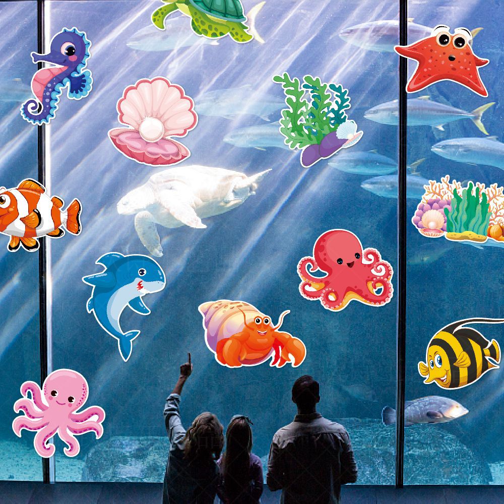 Etiqueta engomada de la pared de la decoración de cumpleaños del tema submarino de Amazon Etiqueta engomada de la estrella de mar del pulpo Etiqueta engomada de la pared de la decoración de la fiesta de cumpleaños de los niños