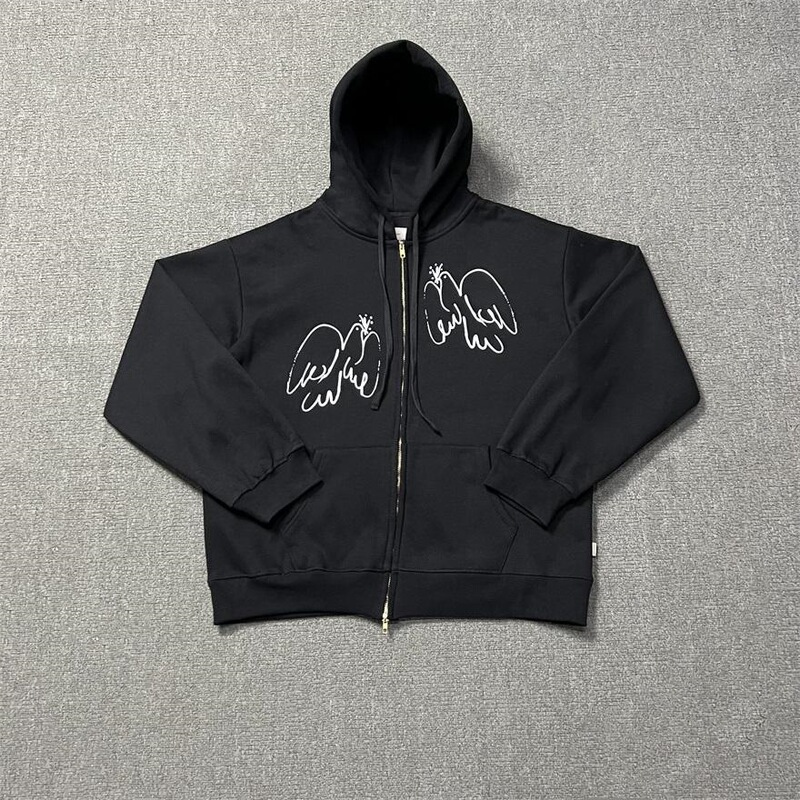 Ald Aime Leon Dore Pigeon Pattern Printed Zipper Cardigan Jacket Hooded Fleece Sweatshirt for Men and Women