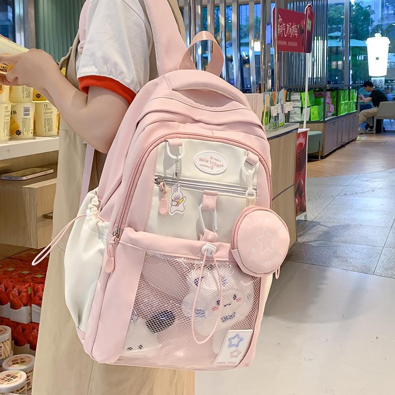 Elementary School Student Schoolbag Girl High-Looking Pink Junior High School Girl Small Snack Bag Cute Large-Capacity Backpack Elementary School Student Schoolbag Girl High-Looking Pink Junior High School Girl Small Snack Bag Cute Large-Capacity Backpack