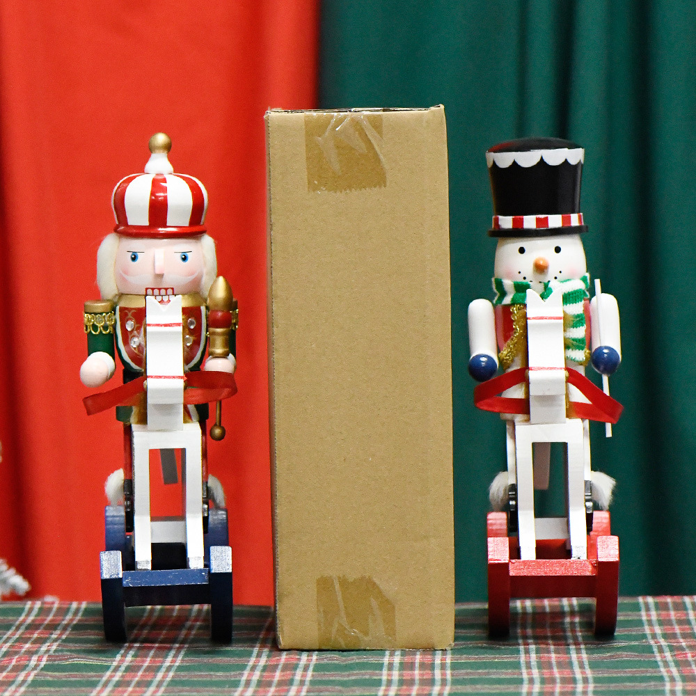 30CM mecedor cascanueces artesanías de madera rey montar marionetas de cuento de hadas decoraciones navideñas