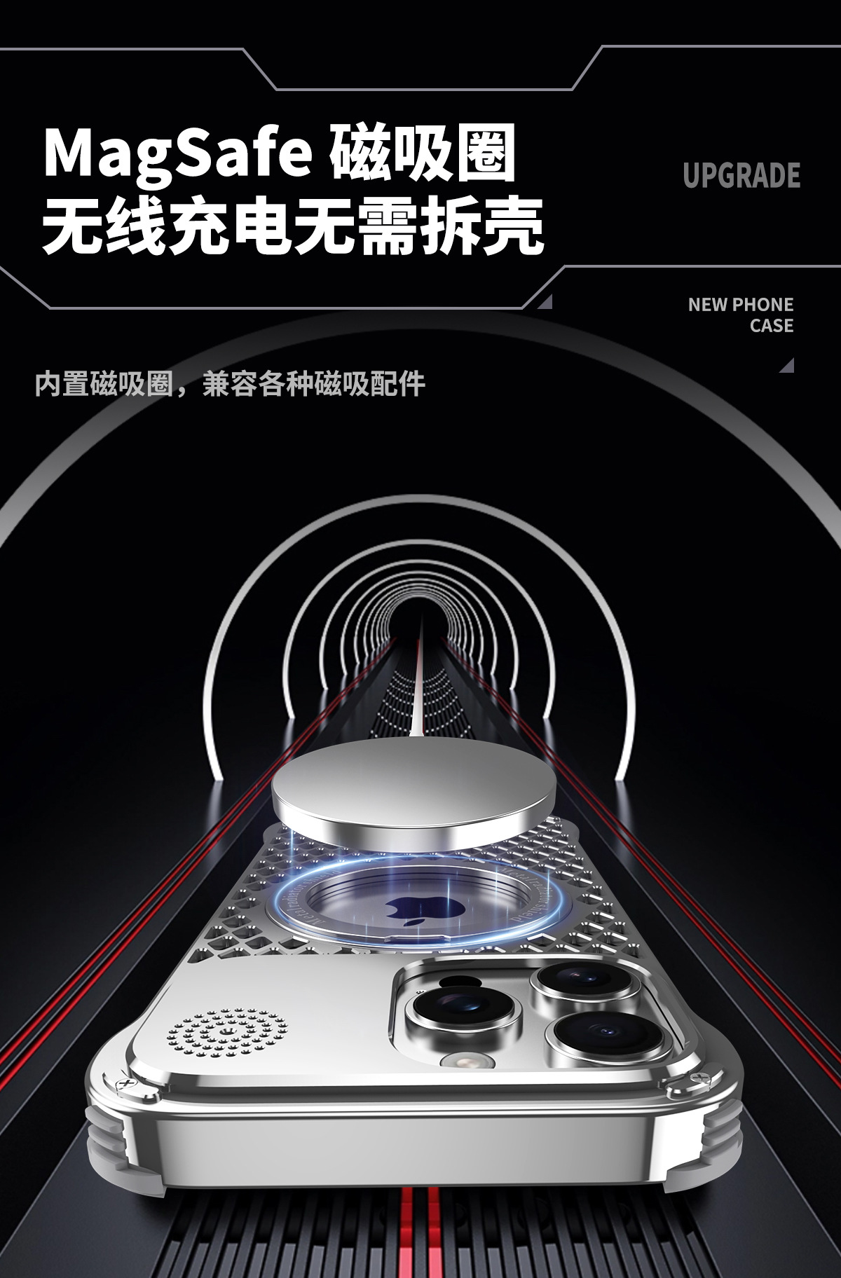 Ốp lưng tản nhiệt kim loại có mùi hương, xoay 360 độ, chống sốc cho iPhone 17 Pro Max và các dòng iPhone 13–17 — Đen Titan, Xám Titan, Bạc Titan chi tiết 4