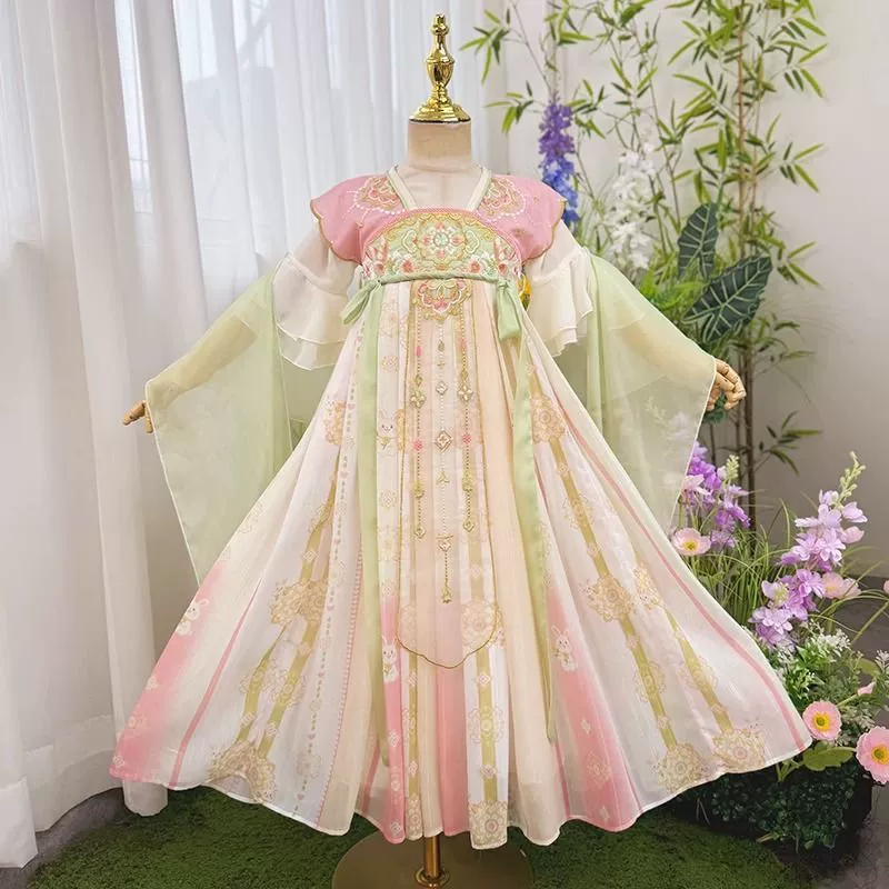 2025 Весна-Лето Супер Фея Династия Хань Элегантное Платье для Девочек Платье Принцессы в Стиле Тан Высококлассный Китайский Костюм Тан