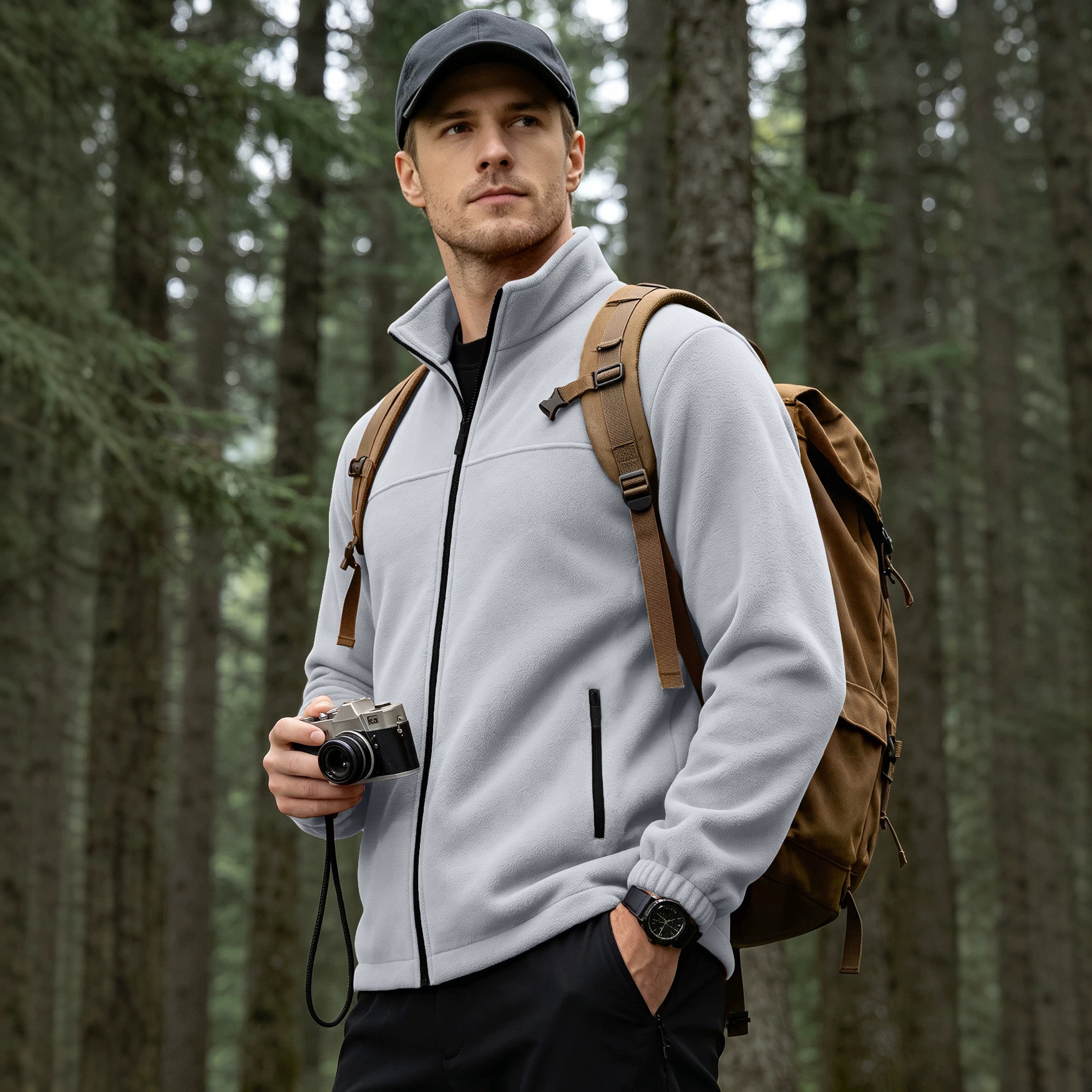 Sudadera con Cuello Alto de Forro Polar para Hombre 380g de Poliéster Térmico para Ocio image 3