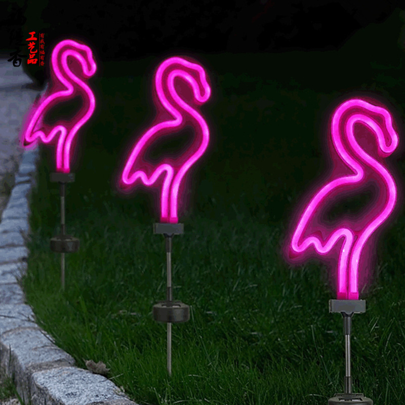 Solar Flamingo Lawn Garden Light, Outdoor Waterproof Villa Garden Landscape Light, Flowing Neon Ground Light Solar Flamingo Lawn Garden Light, Outdoor Waterproof Villa Garden Landscape Light, Flowing Neon Ground Light