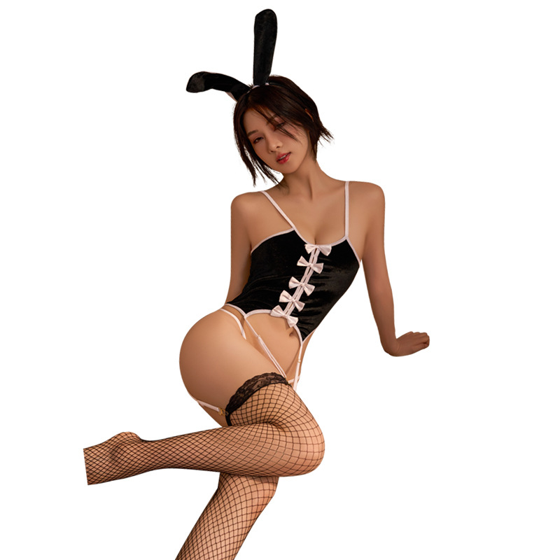 Traje de lencería sexy de mujer libre de sexy lindo extremo abierto Conejito terciopelo tentación perspectiva uniforme de mujer transfronteriza