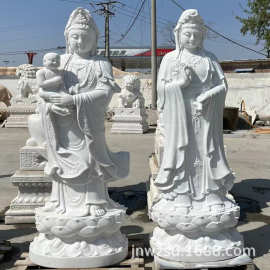 供应石雕送子观音像 石质观音坐莲雕塑图片 寺院石制观音雕像价格