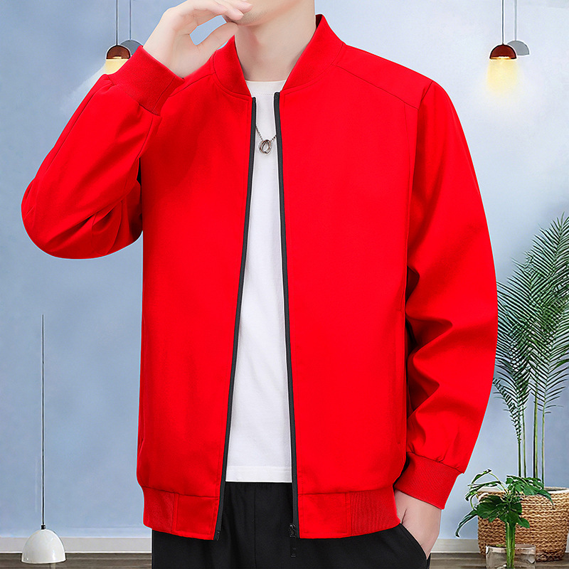 Cross-Border Spring and Autumn Men's Jacket Loose Trendy Brand Large Size Stand Collar Casual Jacket with Logo Printing Available
