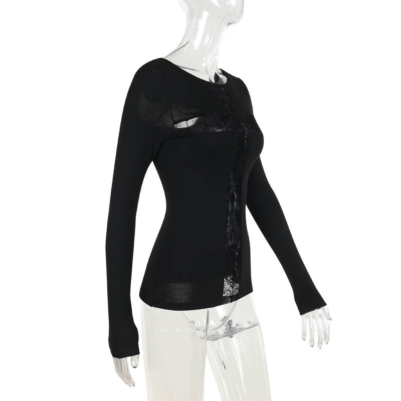 Sheer Cross Long Sleeve Top