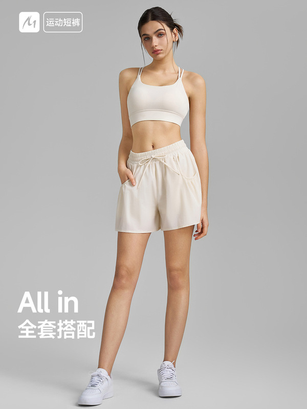 露出防止速乾ヨガショーツ、着痩せフィットネスパンツ、花柄ポケット付きスポーツショーツ、女性用アウターウェア、2025年新作|undefined