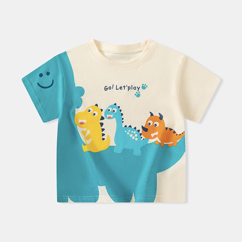Betop ropa para niños transfronterizos camiseta de manga corta para niños dibujos animados dinosaurio verano nuevo niño ropa de bebé cabello de una pieza