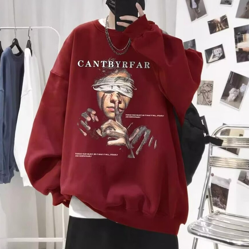 Huamian Round Neck Sweatshirt Men's New Casual Trendy Brand Clothes Boys Loose Pullover Men's Casual Jacket One Piece Drop Shipping