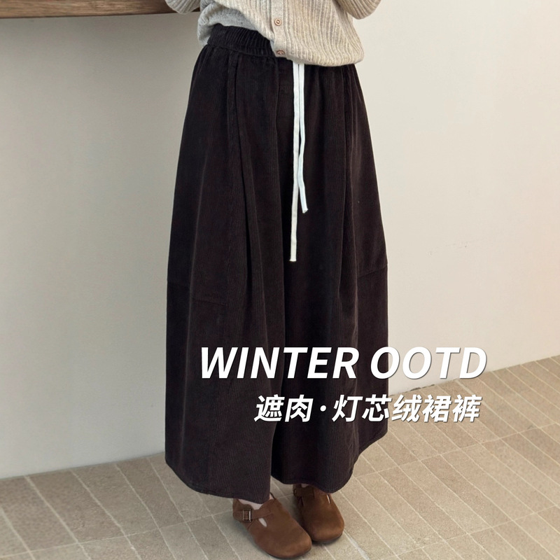 Women's Corduroy Casual Pants for Autumn and Winter, Fleece-Lined, Thickened, Petite, Loose, Slimming, Stylish, Culottes, Wide-Leg Pants Women's Corduroy Casual Pants for Autumn and Winter, Fleece-Lined, Thickened, Petite, Loose, Slimming, Stylish, Culottes, Wide-Leg Pants