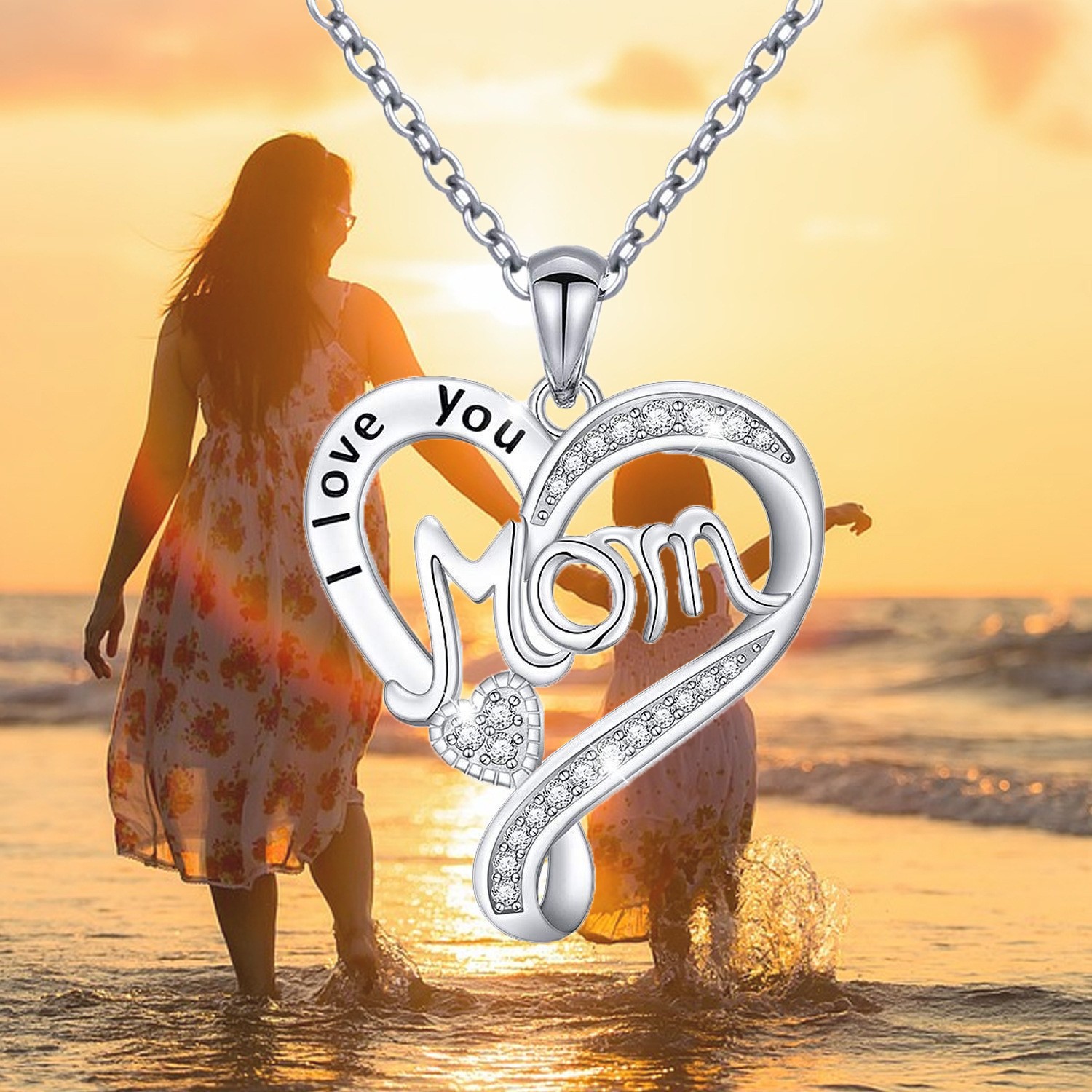 Sterling Silver IG Style Elegant Letter Heart Shape Plating Rhinestones Pendant Necklace display picture 1