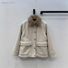 南油2025秋冬新款  法式优雅名媛风 仿兔毛马甲内胆两件套外套