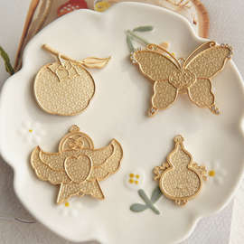 晗颖宋锦蓝染布手染布刺绣布纸鸢葫芦蝴蝶呆毛鸟柿子底托双面吊坠