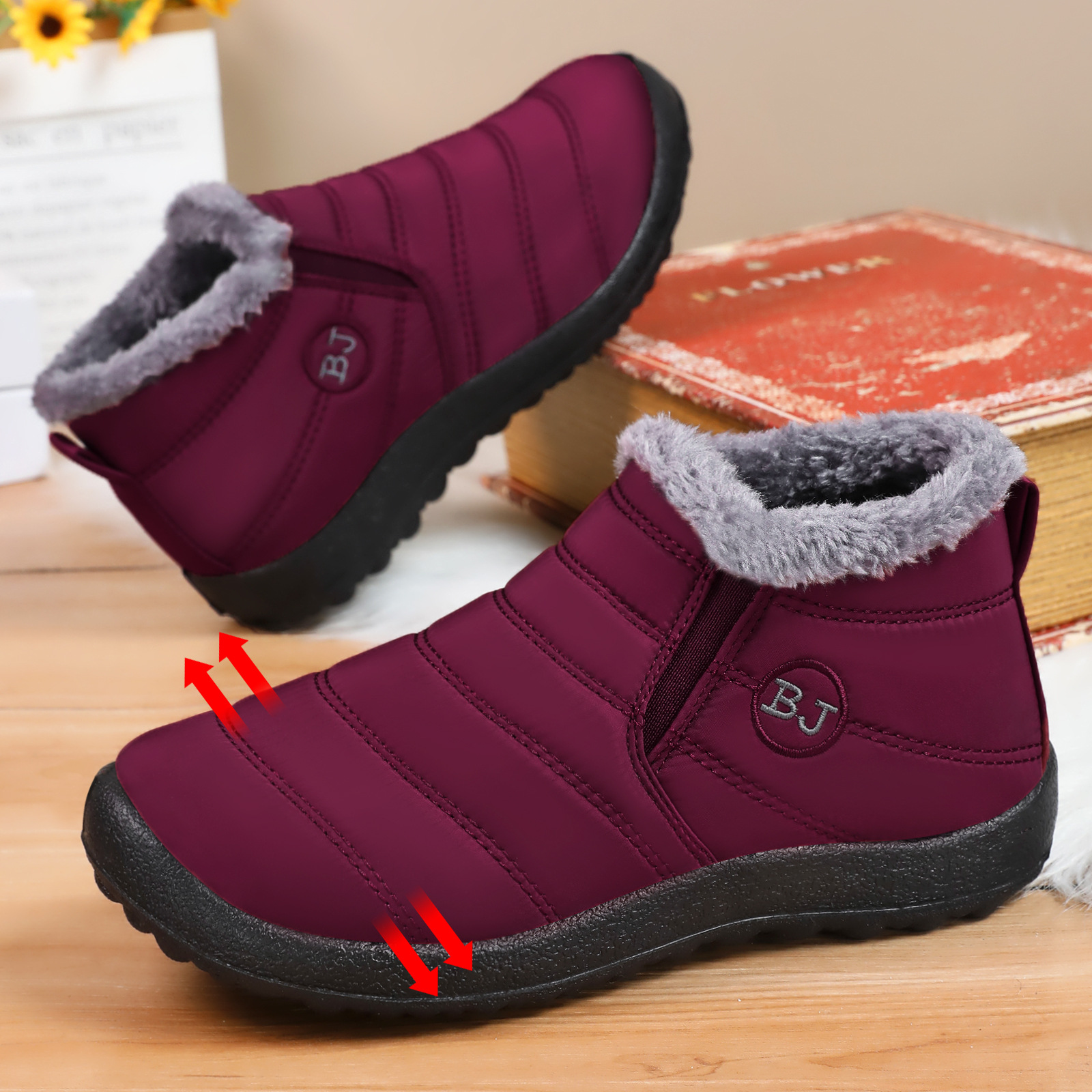 Zapatos de algodón de invierno acelerado procesamiento de la fuente de fabricación personalizada botas de nieve de poliuretano de tamaño grande