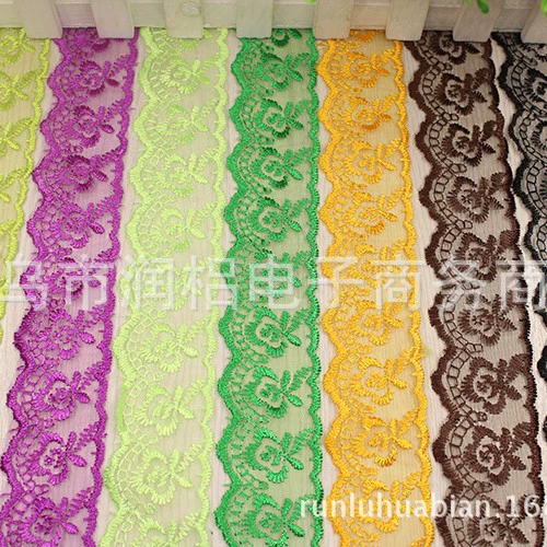 Один Цветок Стеклянная Пряжа Вышитые кружева 4 см кружева DIY свадебная кукла платье украшения Аксессуары