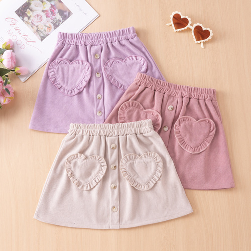Little Girls' Half Skirt, Princess Skirt, Children's French Pure Color Embroidered Skirt Shorts