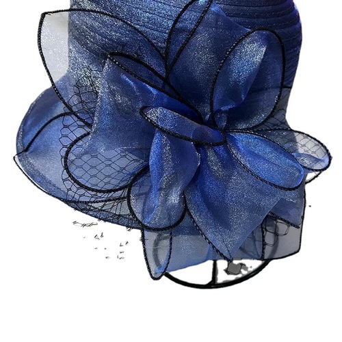 French style hat for women, English bohemian chiffon outdoor lady spring and summer flower elegant hat, sun protection hat, bucket hat