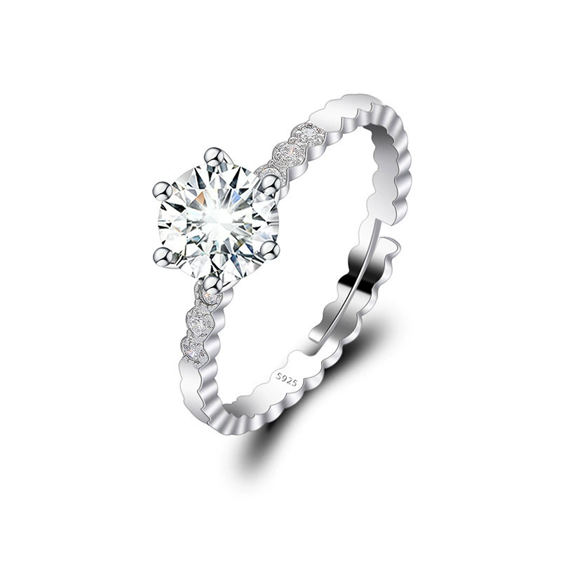 Adjustable wedding ring, 1‑carat style, light‑luxury design, multiple motif options