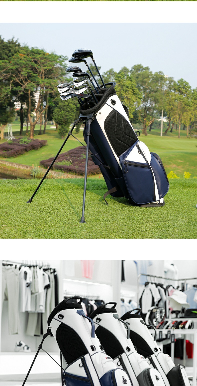 Túi đựng gậy golf PGM chống nước nhẹ có giá đỡ, dạng ba lô đeo vai, cao 130 cm — Túi QB073 màu trắng và xanh lam [không có que], Túi bóng trắng xám QB073 [không cần thanh], Túi bóng trắng đen QB073 [không có gậy] chi tiết 8