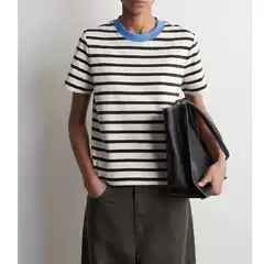 COS Style Women's Standard Fit Colorblock Crewneck Short Sleeve T-Shirt 2026 Spring New Arrival 0960679104