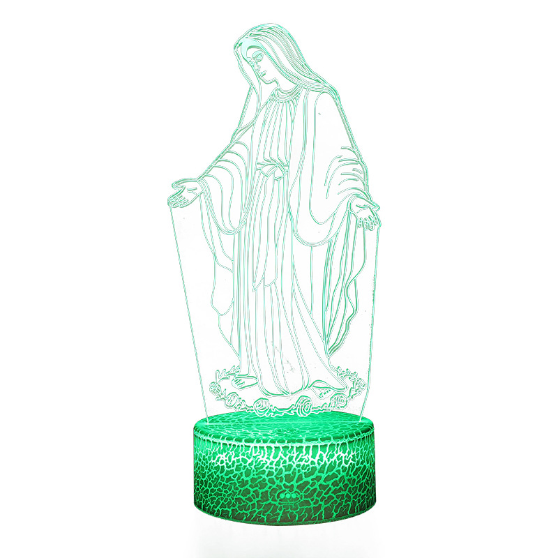 Luz de noche LED personalizada Jesús Virgen Ángel serie lámpara de mesa regalo creativo acrílico 3D noche luz al por mayor