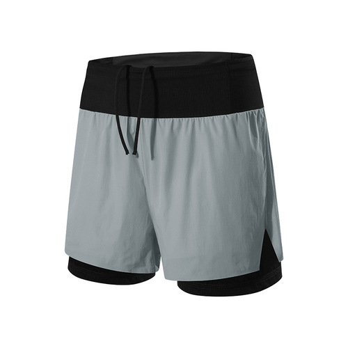 Cross-country running sports shorts men's summer outdoor marathon fitness basketball double-layer fake two-piece running quick-drying shorts