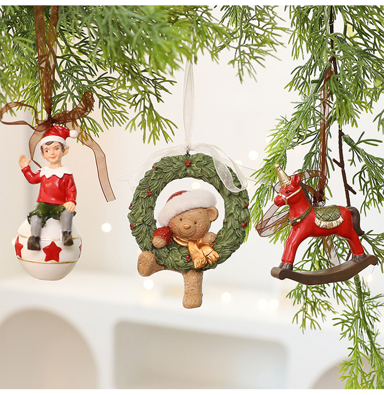 Klasik Noel Süsü Seti - El Yapımı Reçine Tatil Süslemeleri (Vintage Esintili, 10 Benzersiz Tasarım, Kırılmaz ve Hafif)_voghion.com