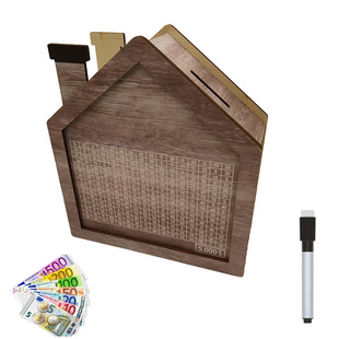 Money Box with Counter Cross-Border Hot Selling Dollar Euro House Piggy Bank Wooden Crafts
