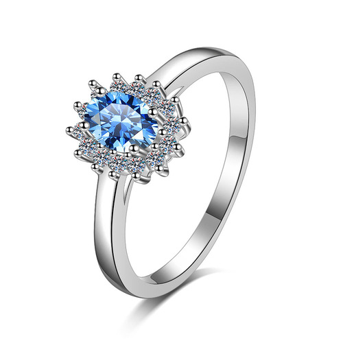 925 sterling silver ring for women sapphire blue dove egg moissanite ring plated with pt950 gold manufacturer direct wholesale