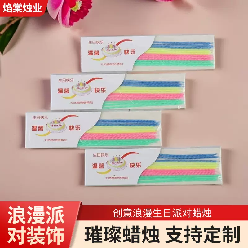彩色螺纹加粗生日蜡烛蛋糕插件烘焙甜品浪漫派对装饰螺旋加粗