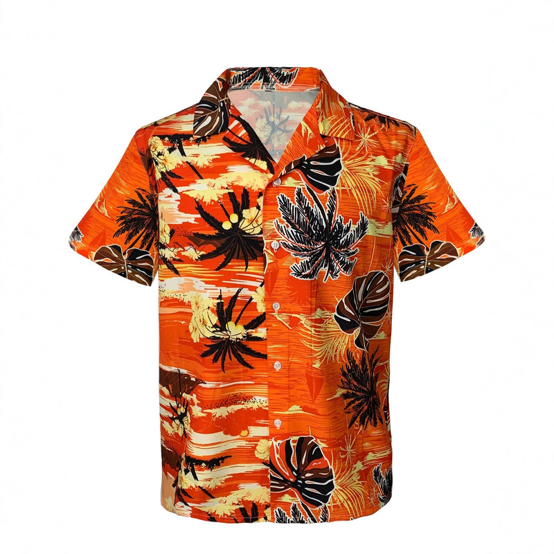 Amazon Explosions Hawaiian Shirt Coconut Tree Print Men's Casual Summer Short Sleeve European Size