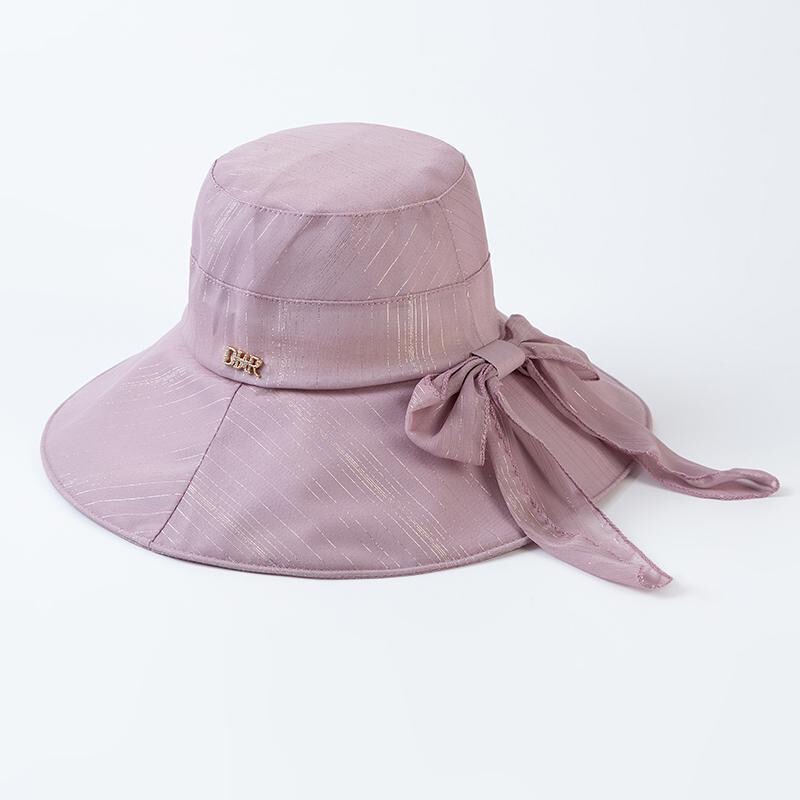Summer Solid Color Wide-Brimmed Fisherman's Hat with Bow, Sun Protection Tea-Picking Hat, Versatile Outdoor Sun Hat, Mom's Bucket Hat
