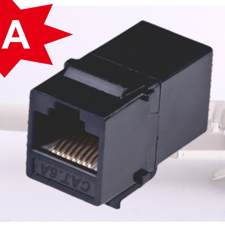 超六类直通模块非屏蔽对通网络模块RJ45母对母转接头