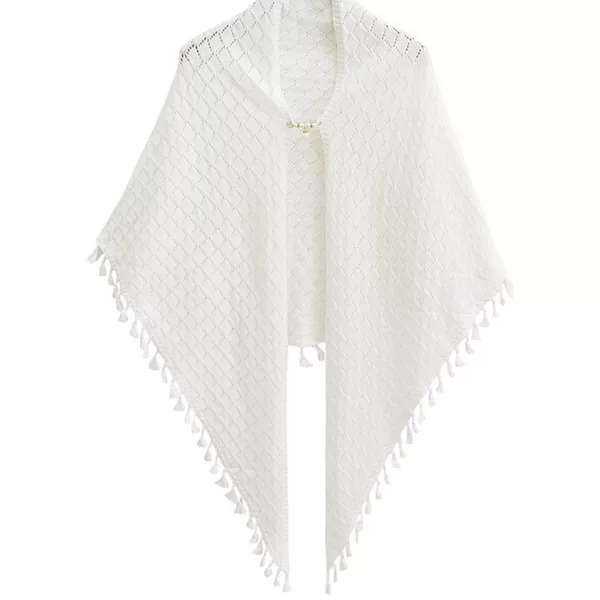 Hollow-Out Cheongsam Shawl Outerwear Versatile Chinese Style Ethnic Small Shawl Summer Thin Warm Tassel Retro