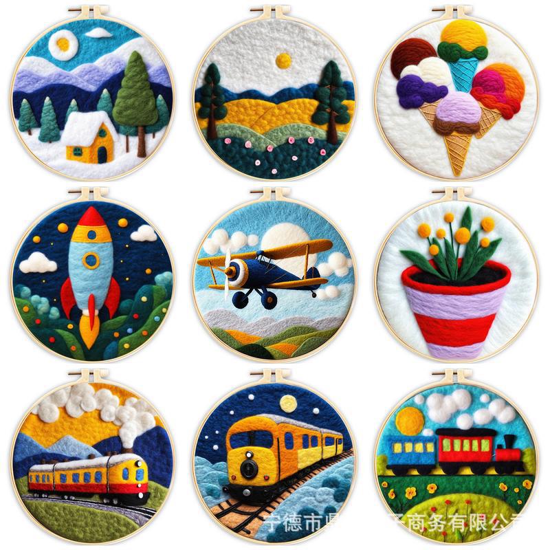 Gatyztory Needle Felting Starter Wool Felt Painting with Embroidery Frame Needle Felting Supplies for Beginners Home