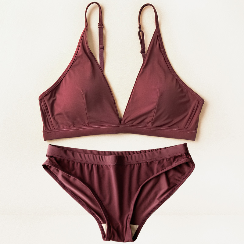 Large breasts show small size, no chest cushion, ice silk French sexy lingerie set, underwear for women_voghion.com