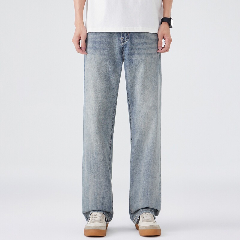 2026 Hot-Selling Men's Jeans: Light-Toned, Distressed Wash, Mid-Straight Leg Jeans, Relaxed Fit, Commuting Trend