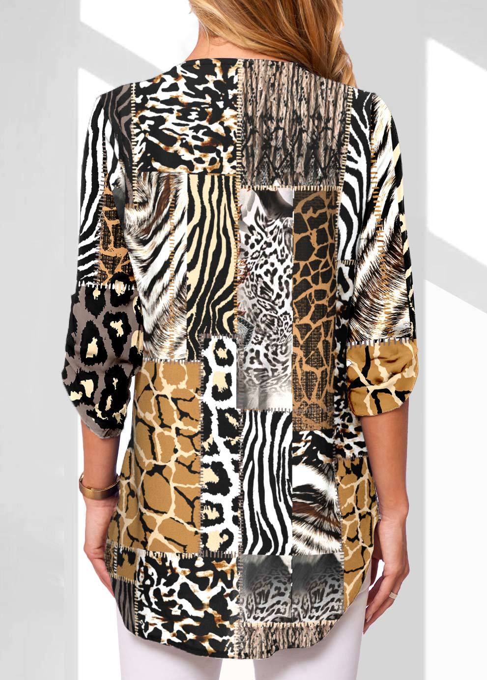bestseller: European American Style V-neck Zippered Plus-size Women's Long-sleeve Shirt With Rollable_ecoleips.com