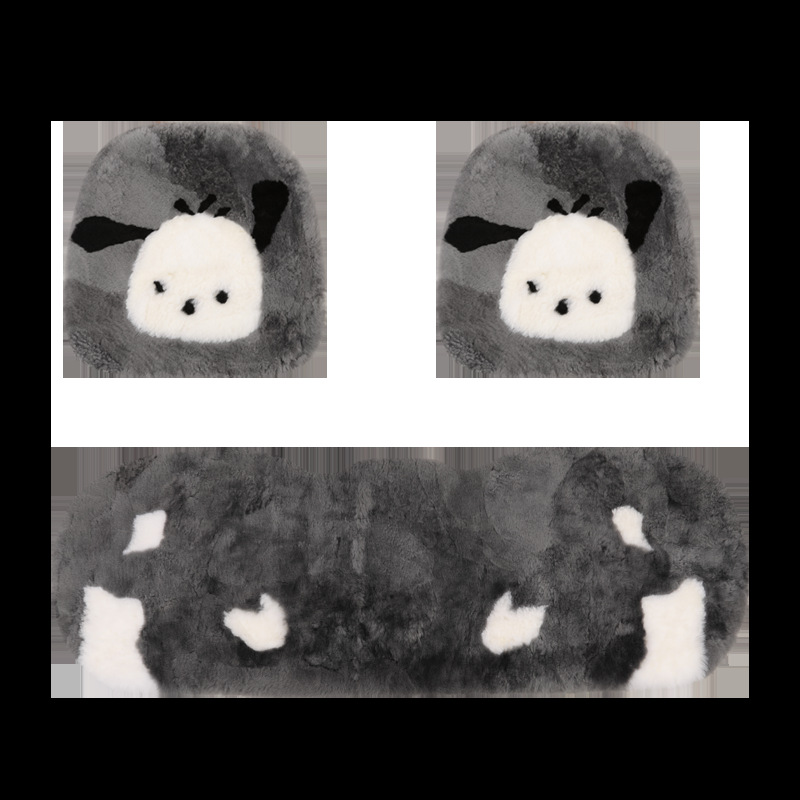 Pure wool car cushion single piece winter fur integrated three-piece car cushion warm plush seat cushion rear row strip