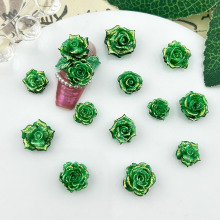爆款高级感祖母绿软陶美甲饰品夜光树脂百搭手搓玫瑰美甲小饰品批