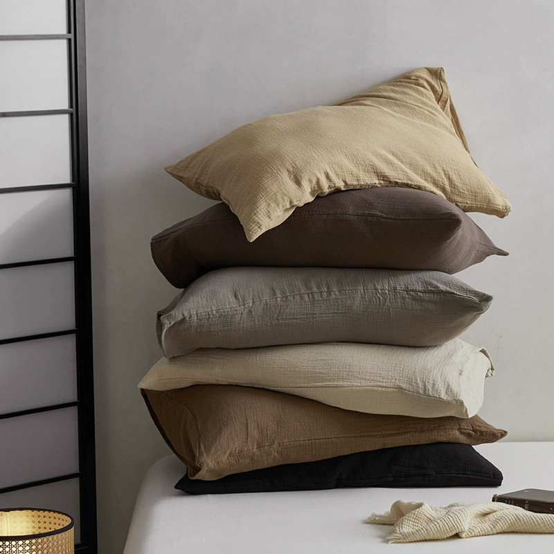 Полосатый хлопок утолщенные двухслойные креповые наволочки для одной наволочки серии Maillard сплошной цвет ретро скандинавские кровати