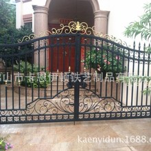 欧式庭院铁艺门双开门不锈钢入户门智能电动平移门折叠门加工出口