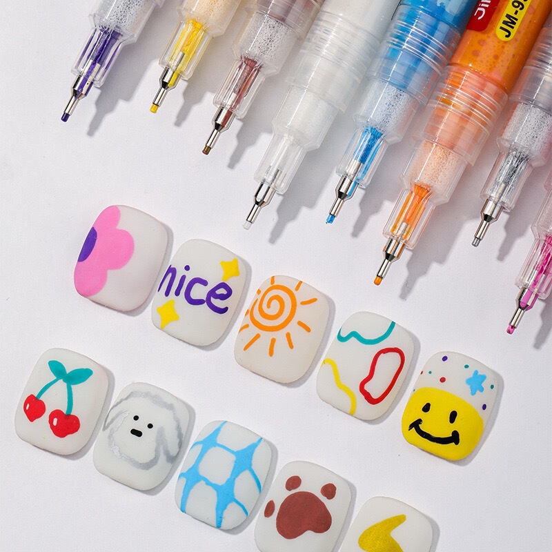 Nail Art Graffiti Pen Acrylic Marker Nail Painting Flower Quick-Drying Watercolor Pen Tracing Pen Free of Lighting 12 Colors