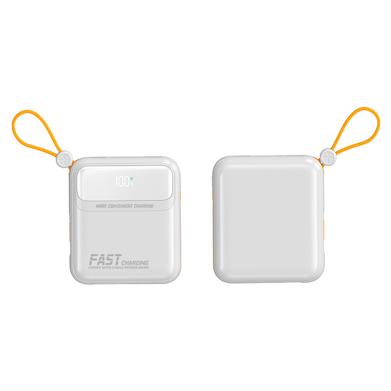 Nuevo banco de energía de carga súper rápida transfronteriza 120W 20000 mA pequeña Impresión de energía móvil portátil con cable