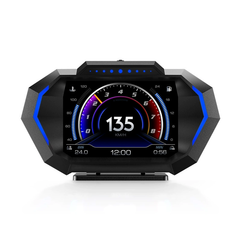 New P24 car HUD head -up display LCD OBD multi -functional water temperature fuel consumption GPS speed slope instrument