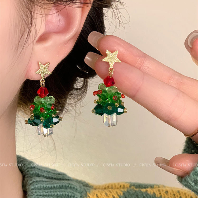 Star Christmas tree ear clips